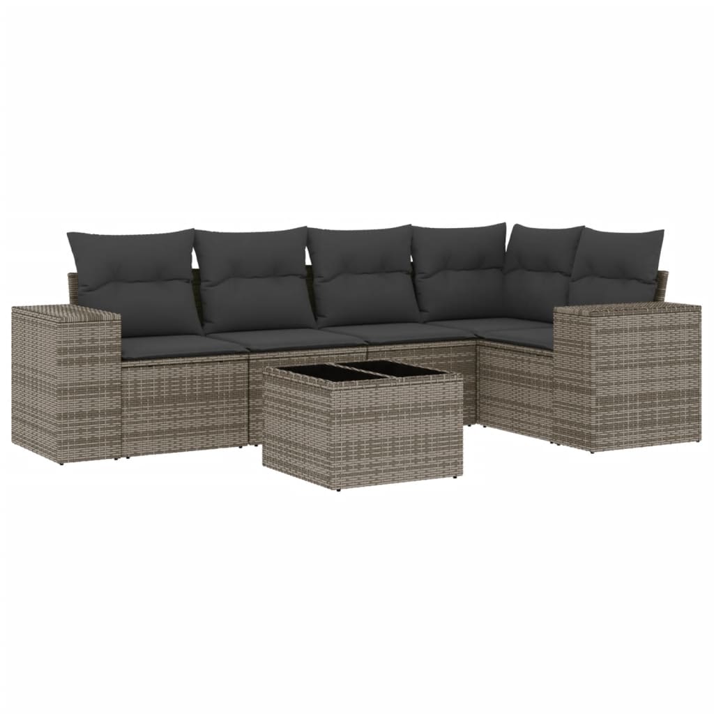 Set Divano da Giardino 6 pz con Cuscini Grigio in Polyrattan 3254877