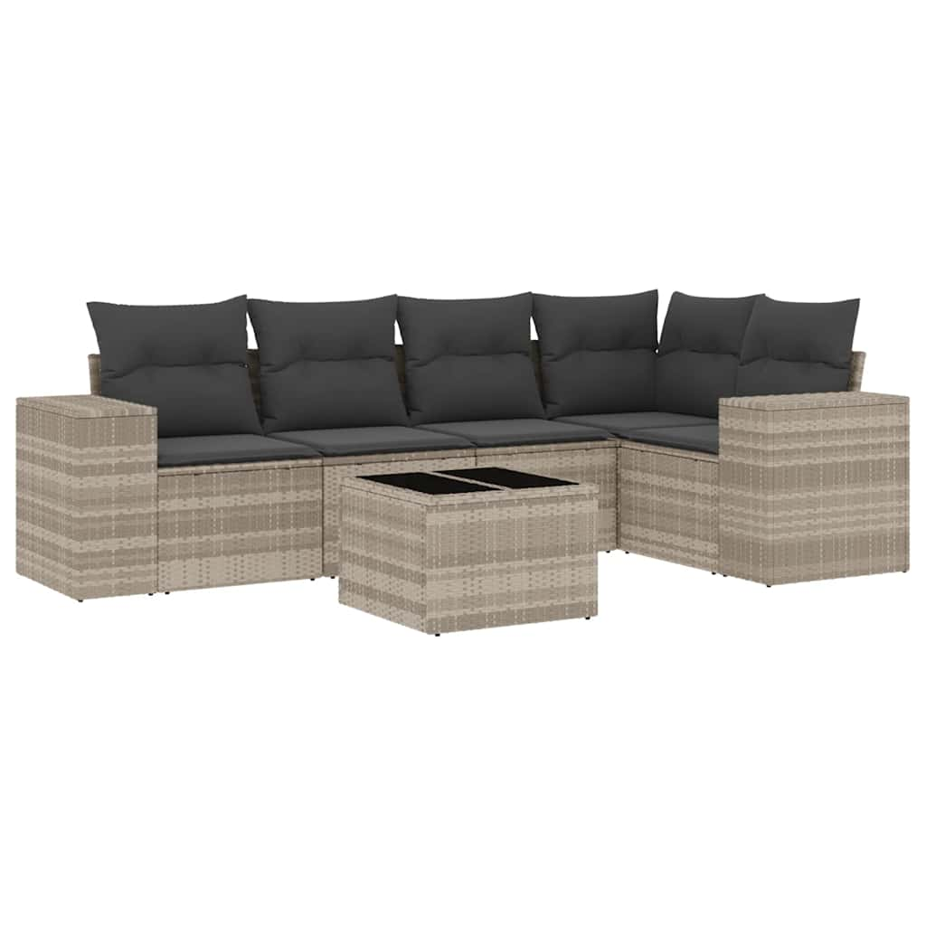 Set Divano da Giardino 6pz con Cuscini Grigio Chiaro Polyrattan 3254879