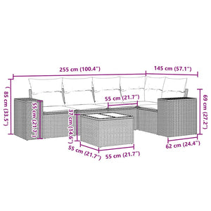 Set Divano da Giardino 6pz con Cuscini Grigio Chiaro Polyrattan 3254879