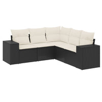 Set Divani da Giardino 5 pz con Cuscini in Polyrattan Nero 3254883