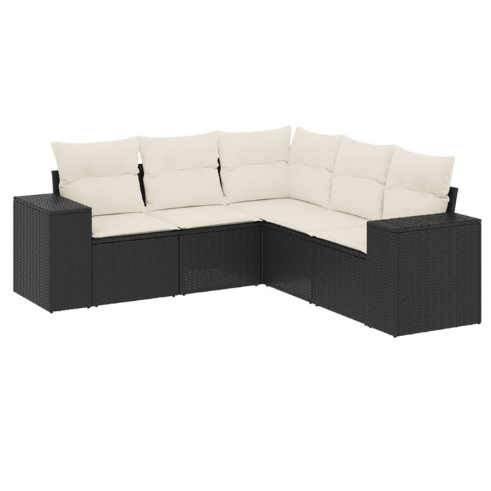 Set Divani da Giardino 5 pz con Cuscini in Polyrattan Nero 3254883