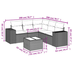 Set Divano da Giardino 6 pz con Cuscini Nero in Polyrattan 3254892