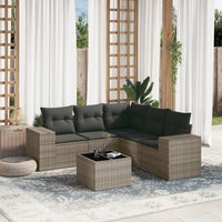 Set Divano da Giardino 6 pz con Cuscini Grigio in Polyrattan 3254897