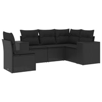 Set Divani da Giardino 5 pz con Cuscini in Polyrattan Nero 3254902