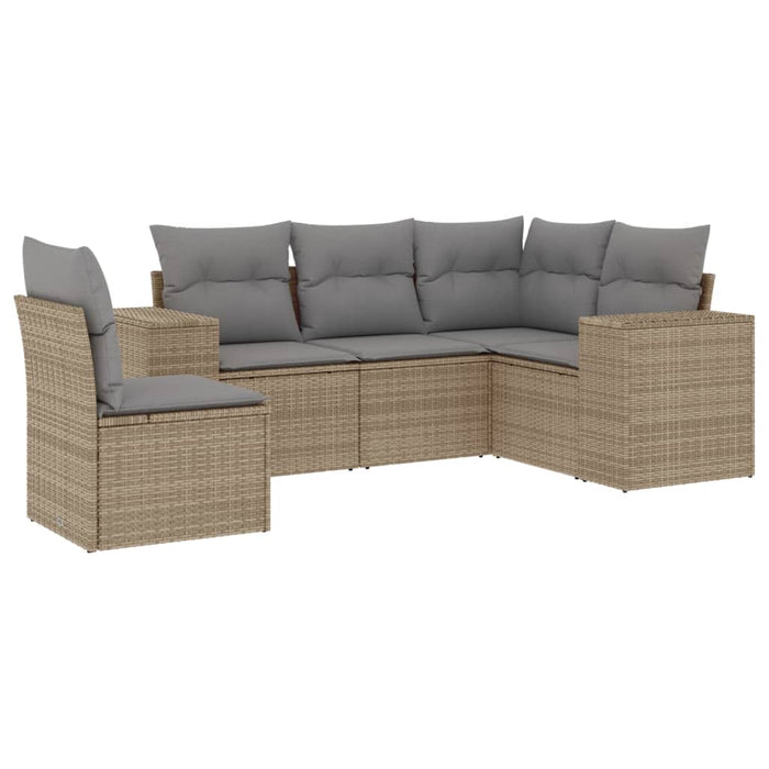 Set Divano da Giardino 5 pz con Cuscini Beige in Polyrattan 3254906