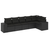 Set Divano da Giardino 6 pz con Cuscini Nero in Polyrattan 3254922