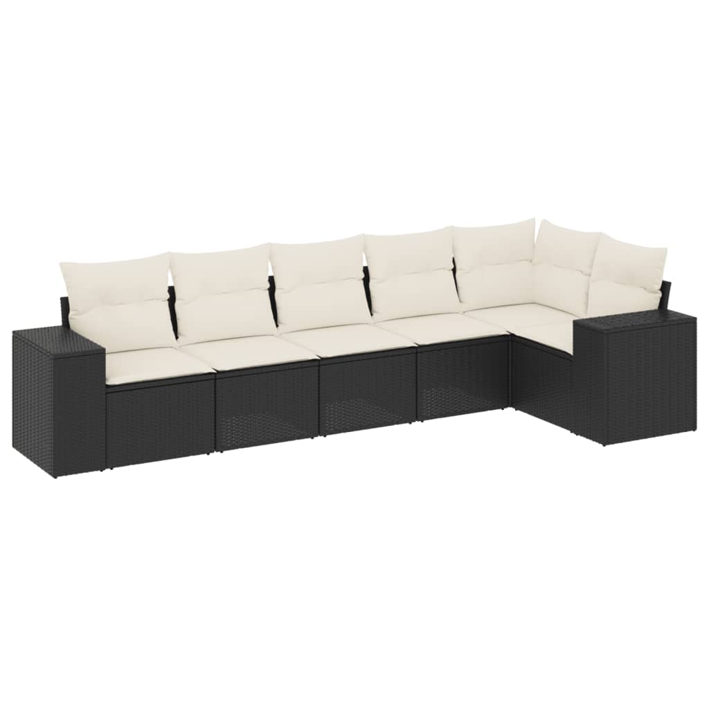 Set Divano da Giardino 6 pz con Cuscini Nero in Polyrattan 3254923