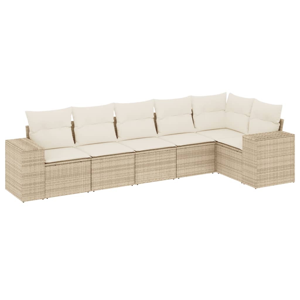 Set Divano da Giardino 6 pz con Cuscini Beige in Polyrattancod mxl 113188