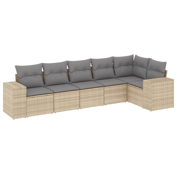 Set Divano da Giardino 6 pz con Cuscini Beige in Polyrattancod mxl 89209