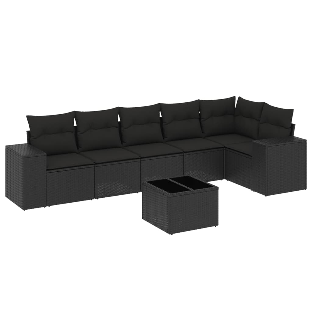 Set Divani da Giardino con Cuscini 7pz Nero Polyrattan 3254932