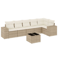 Set Divani da Giardino 7 pz con Cuscini Beige in Polyrattan 3254935