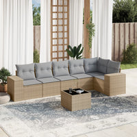 Set Divani da Giardino 7 pz con Cuscini Beige in Polyrattan 3254936