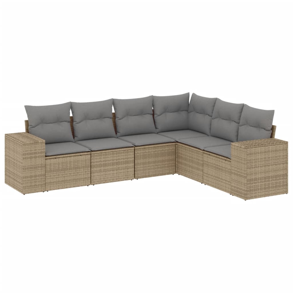 Set Divano da Giardino 6 pz con Cuscini Beige in Polyrattan 3254946