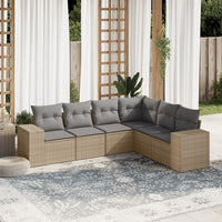 Set Divano da Giardino 6 pz con Cuscini Beige in Polyrattan 3254946