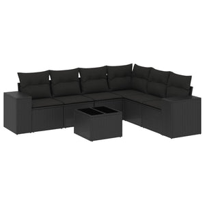 Set Divani da Giardino con Cuscini 7pz Nero Polyrattancod mxl 113190