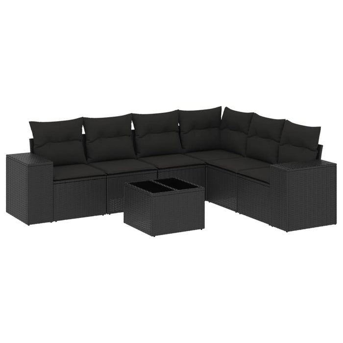 Set Divani da Giardino con Cuscini 7pz Nero Polyrattancod mxl 113190