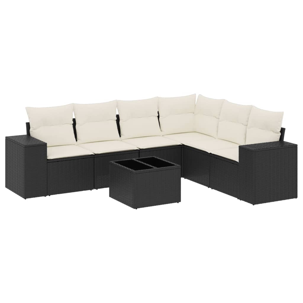 Set Divani da Giardino con Cuscini 7pz Nero Polyrattan 3254953