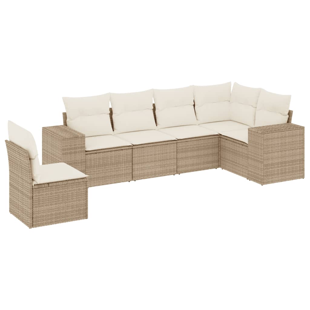 Set Divano da Giardino 6 pz con Cuscini Beige in Polyrattancod mxl 113191