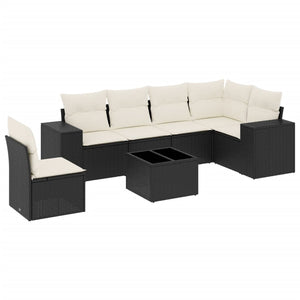 Set Divani da Giardino con Cuscini 7pz Nero Polyrattancod mxl 114863