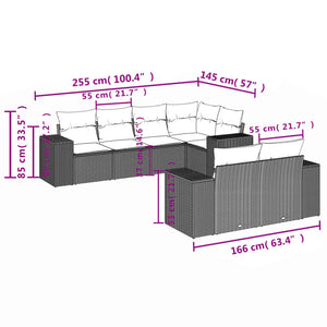 Set Divani da Giardino con Cuscini 7pz Nero Polyrattancod mxl 114494