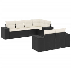 Set Divani da Giardino con Cuscini 7pz Nero Polyrattan 3255143