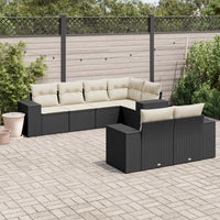 Set Divani da Giardino con Cuscini 7pz Nero Polyrattan 3255143