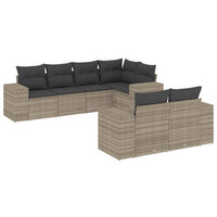 Set Divani da Giardino 7pz con Cuscini Grigio Chiaro Polyrattan 3255149