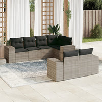 Set Divani da Giardino 7pz con Cuscini Grigio Chiaro Polyrattan 3255149