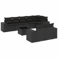 Set Divani da Giardino 9 pz con Cuscini Nero in Polyrattancod mxl 89216