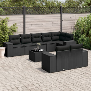 Set Divani da Giardino 9 pz con Cuscini Nero in Polyrattancod mxl 89216