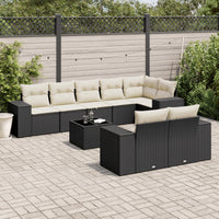 Set Divani da Giardino 9 pz con Cuscini Nero in Polyrattan 3255163