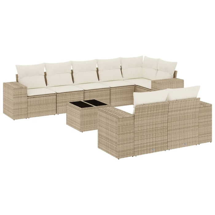 Set Divano da Giardino 9 pz con Cuscini Beige in Polyrattan 3255165