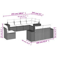 Set Divano da Giardino 8 pz con Cuscini Grigio in Polyrattan 3255177