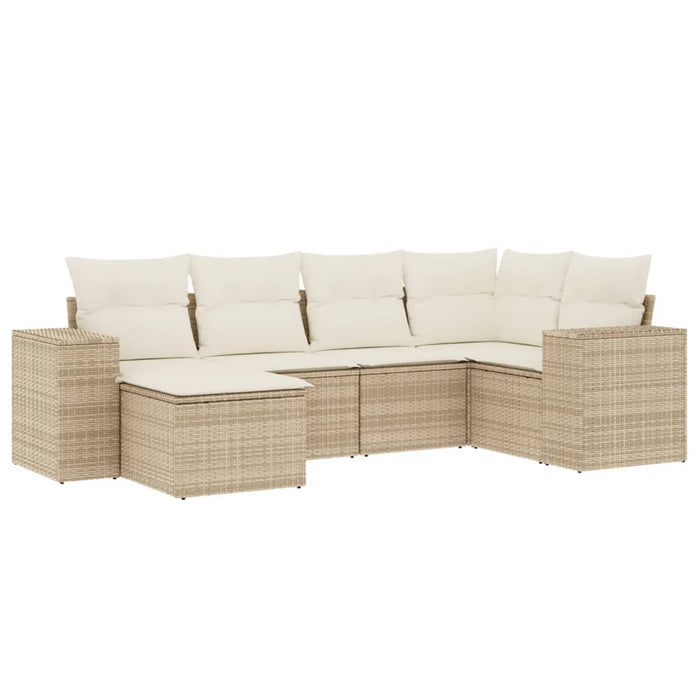 Set Divano da Giardino 6 pz con Cuscini Beige in Polyrattancod mxl 89218