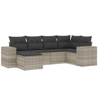 Set Divano da Giardino 6pz con Cuscini Grigio Chiaro Polyrattan 3255199