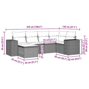 Set Divano da Giardino 6pz con Cuscini Grigio Chiaro Polyrattan 3255199