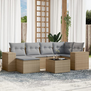 Set Divani da Giardino 7 pz con Cuscini Beige in Polyrattancod mxl 114771