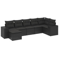 Set Divani da Giardino con Cuscini 7pz Nero Polyrattancod mxl 114767