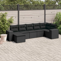 Set Divani da Giardino con Cuscini 7pz Nero Polyrattancod mxl 114767