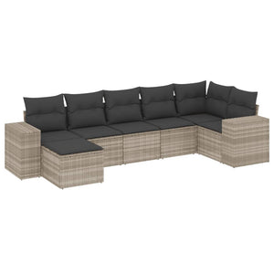 Set Divani da Giardino 7pz con Cuscini Grigio Chiaro Polyrattan 3255219