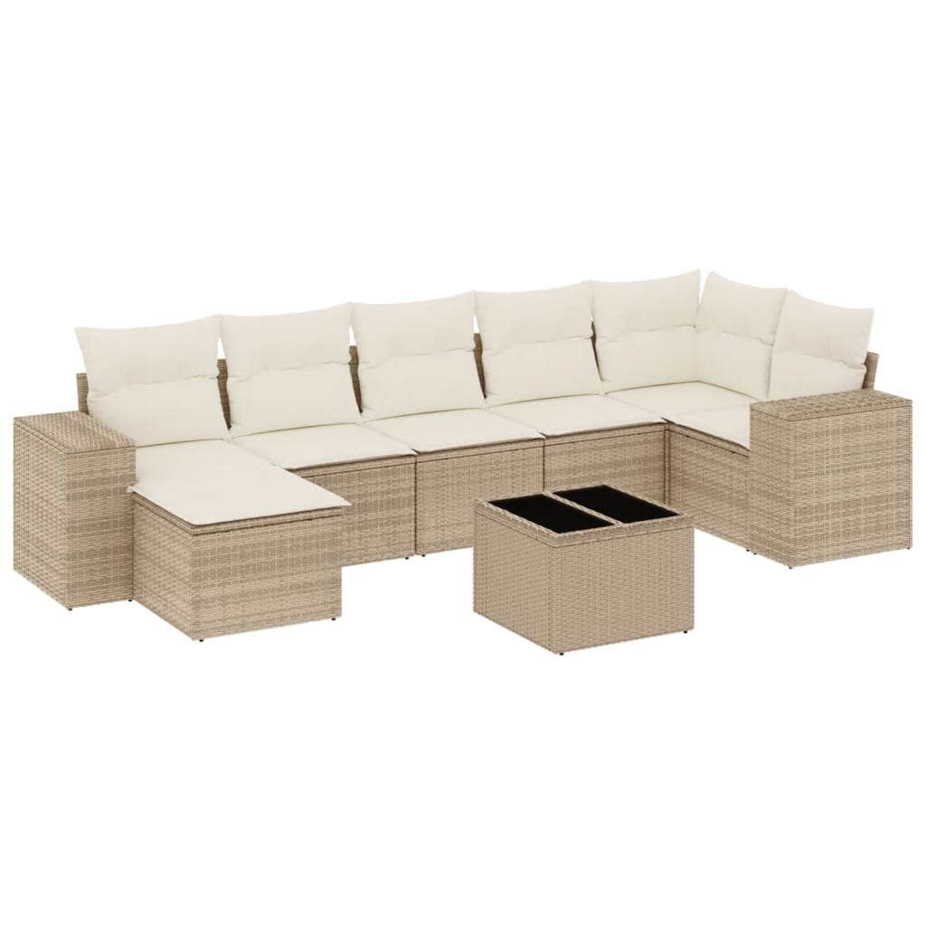 Set Divano da Giardino 8 pz con Cuscini Beige in Polyrattancod mxl 113200