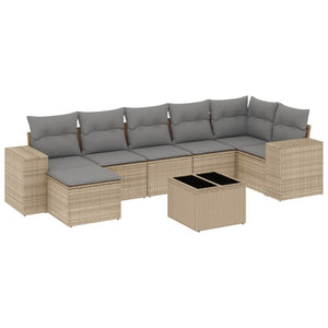 Set Divano da Giardino 8 pz con Cuscini Beige in Polyrattan 3255226