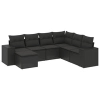 Set Divani da Giardino con Cuscini 7pz Nero Polyrattancod mxl 91110