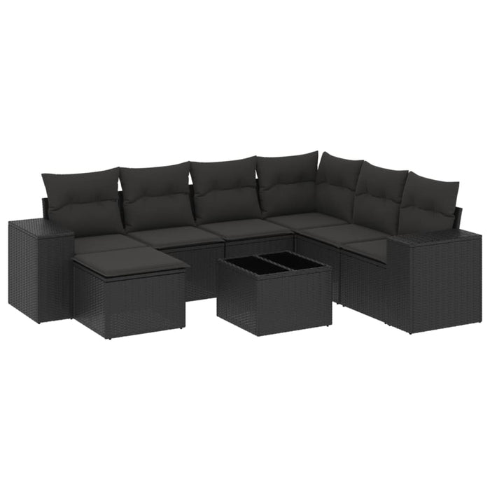 Set Divani da Giardino con Cuscini 8 pz Nero in Polyrattan 3255242