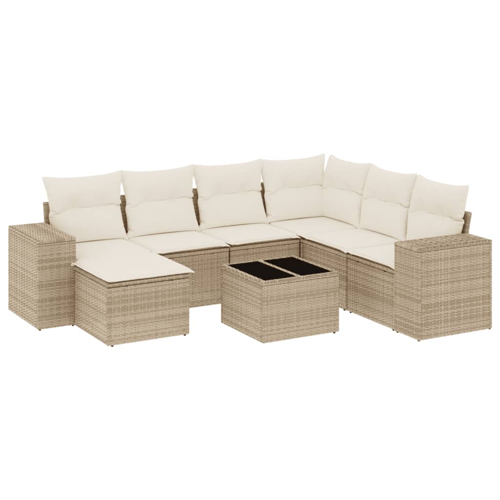 Set Divano da Giardino 8 pz con Cuscini Beige in Polyrattancod mxl 89223