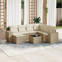 Set Divano da Giardino 8 pz con Cuscini Beige in Polyrattancod mxl 89223