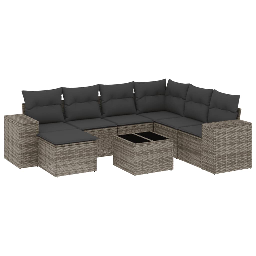 Set Divano da Giardino 8 pz con Cuscini Grigio in Polyrattancod mxl 89225