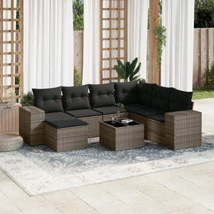 Set Divano da Giardino 8 pz con Cuscini Grigio in Polyrattancod mxl 89225