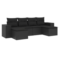 Set Divano da Giardino 6 pz con Cuscini Nero in Polyrattan 3255252