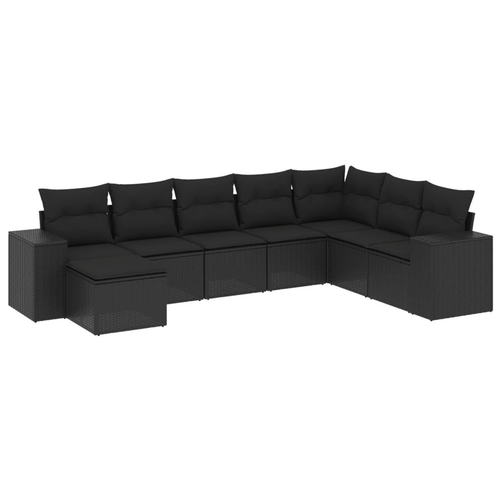 Set Divani da Giardino con Cuscini 8 pz Nero in Polyrattan 3255292